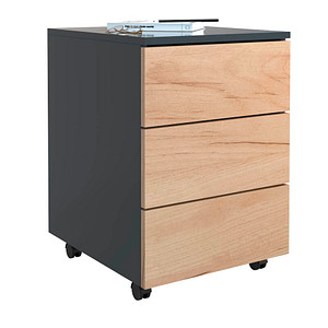 Image VCM my office Dalosa Rollcontainer anthrazit, eiche 3 Auszüge 39,0 x 45,0 x 55,0 cm