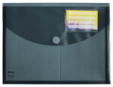 Image Dokumententasche / Sammelmappe A4 quer mit Visitenkartentasche, 20mm Füllhöhe u. Klettverschluss, transparent rauch, aus PP - 5 Stück