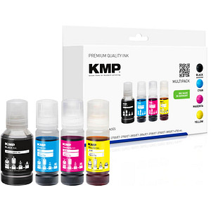 Image 4 KMP schwarz, cyan, magenta, gelb Tintenflaschen kompatibel zu EPSON 102 (T03R640)