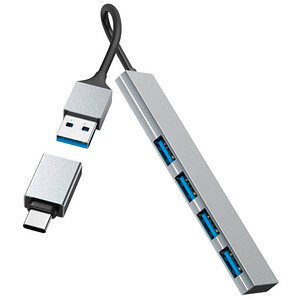 Image hama USB-Hub Ultra Slim 4-fach grau