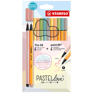 Image STABILO Stifte-Set Pen 68 & point 88 Pastellove, 12er Etui