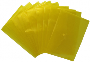 Image Dokumententaschen Sammelmappen Sichttaschen A5 quer transparent gelb - Dokumentenmappe mit Klappe und Druckknopf- 10 Stück