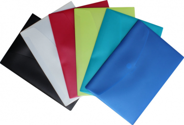 Image EXXO by HFP Action Wallet - Premium Dokumententasche Sammelmappe A4 quer mit Klettverschluss in opak, Farbe: farblich sortiert - 6 Stück