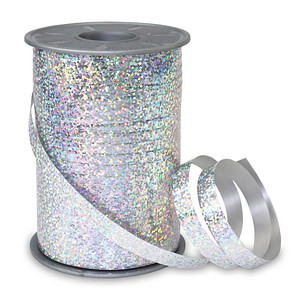 Image PRÄSENT Geschenkband HOLLY Holographic silber 10 mm x 200 m