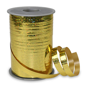 Image PRÄSENT Geschenkband HOLLY Holographic gold 10 mm x 200 m