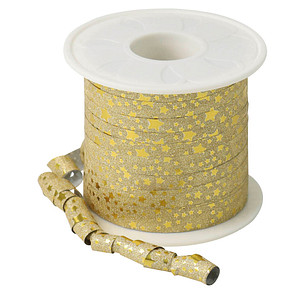 Image PRÄSENT Geschenkband Glitter Star mattglänzend gold 10,0 mm x 100,0 m