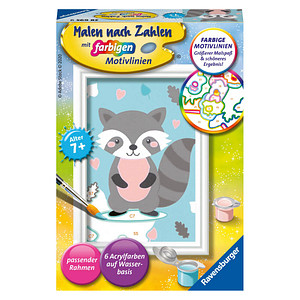 Image Ravensburger Malen-nach-Zahlen Süßer Waschbär mehrfarbig