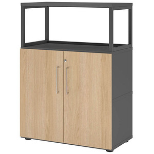 Image HAMMERBACHER Regalschrank FlexWall, VFW38T2RG/G/E/BS grafit, eiche 2 Fachböden 80,0 x 40,0 x 109,8 cm