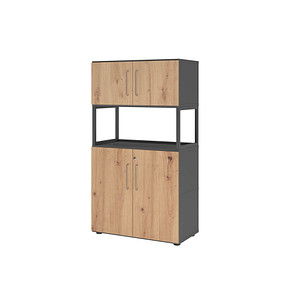 Image HAMMERBACHER Regalschrank FlexWall, VFW48K5RG/G/R/BS grafit, asteiche 1 Fachboden 80,0 x 40,0 x 145,0 cm