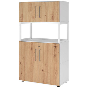 Image HAMMERBACHER Regalschrank FlexWall, VFW48K5RG/W/R/BS weiß, asteiche 1 Fachboden 80,0 x 40,0 x 145,0 cm