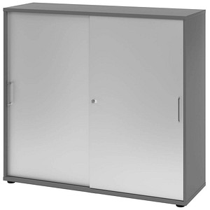 Image HAMMERBACHER Schiebetürenschrank 1753S, V1753S/G/S/BS grafit, silber 2 Fachböden 120,0 x 40,0 x 110,0 cm