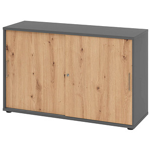 Image HAMMERBACHER Schiebetürenschrank 1752S, V1752S/G/R/BS grafit, asteiche 1 Fachboden 120,0 x 40,0 x 74,8 cm