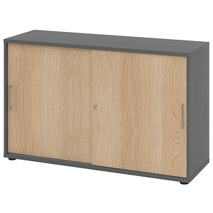 Image HAMMERBACHER Schiebetürenschrank 1752S, V1752S/G/E/BS grafit, eiche 1 Fachboden 120,0 x 40,0 x 74,8 cm