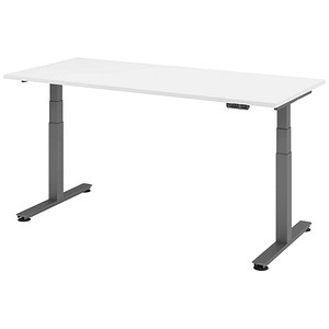 Image HAMMERBACHER XDSM19 elektrisch höhenverstellbarer Schreibtisch weiß rechteckig, T-Fuß-Gestell grau 180,0 x 80,0 cm