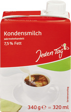 Image Jeden Tag Kondensmilch, 7,5 % Fett, 340 g = 320 ml