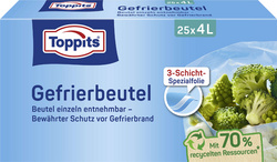 Image TOPPITS Gefrierbeutel, 25 x 4 Liter, 250 x 340 mm