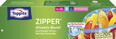 Image TOPPITS Allzweckbeutel mit Zipper, 12 x 6 Liter, transparent