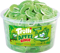 Image Trolli Fruchtgummi APFELRINGE, 150er Runddose