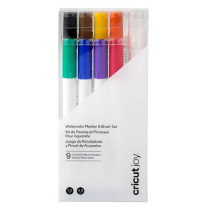 Image cricut™ Joy Aquarellstifte & -pinsel 8 St. farbsortiert (grün, blau, violett, rot, schwarz, braun, gelb, orange), 9 St.