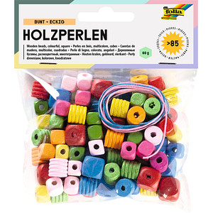 Image folia Holzperlen farbsortiert Bunt eckig 85 St.