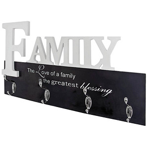 Image HAKU Möbel Wandgarderobe 28307 schwarz Holz 4 Haken 50,0 x 29,0 cm