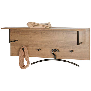 Image HAKU Möbel Wandgarderobe 37147 eiche Holz 4 Haken 80,0 x 30,0 cm