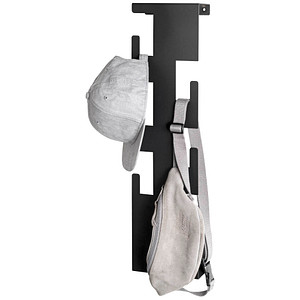 Image HAKU Möbel Wandgarderobe 47506 schwarz Metall 6 Haken 15,0 x 60,0 cm