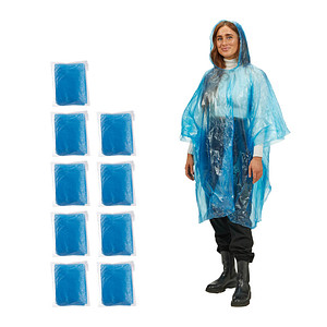 Image relaxdays unisex Einweg-Regenponcho blau Einheitsgröße 10 St.