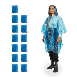 Image relaxdays unisex Einweg-Regenponcho blau Einheitsgröße 13 St.