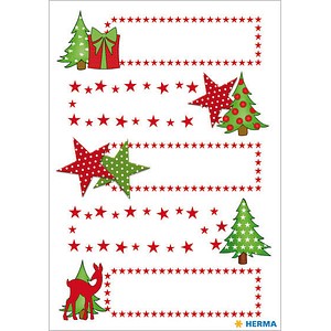 Image HERMA Weihnachts-Sticker DECOR "Sterne & Tanne", beglimmert