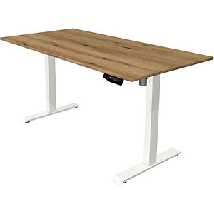 Image Kerkmann Move 1 elektrisch höhenverstellbarer Schreibtisch eiche rechteckig, T-Fuß-Gestell weiß 160,0 x 80,0 cm