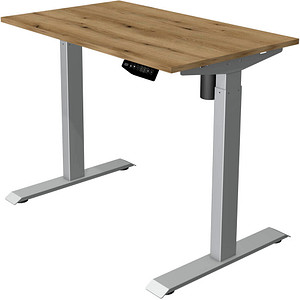 Image Kerkmann Move 1 elektrisch höhenverstellbarer Schreibtisch eiche rechteckig, T-Fuß-Gestell silber 100,0 x 60,0 cm