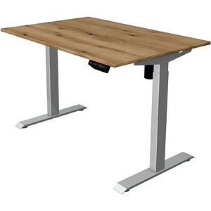 Image Kerkmann Move 1 elektrisch höhenverstellbarer Schreibtisch eiche rechteckig, T-Fuß-Gestell silber 120,0 x 80,0 cm