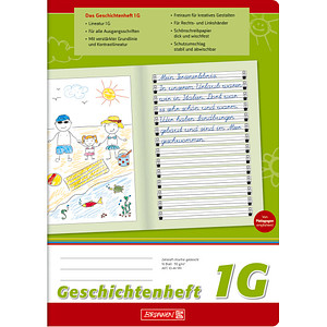 Image BRUNNEN Geschichtenheft Lineatur 1G liniert DIN A4 ohne Rand, 16 Blatt