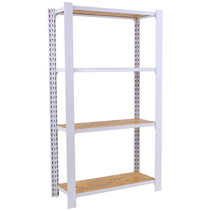 Image Simonrack Schwerlastregal OFFICLICK 4 8425437127298 weiß, braun 80,0 x 30,0 x 150,0 cm