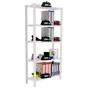 Image Simonrack Schwerlastregal OFFICCLICK 5 8435104914243 weiß 90,0 x 40,0 x 210,0 cm