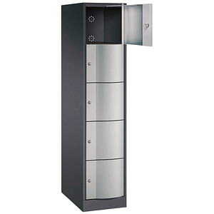 Image CP Schließfachschrank Resisto schwarzgrau, weißaluminium 8570-173 S10008, 5 Schließfächer 39,6 x 64,0 x 195,0 cm