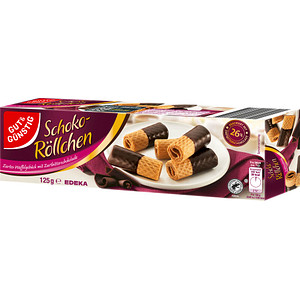 Image GUT&GÜNSTIG Schoko-Röllchen Zartbitter Waffeln 125,0 g