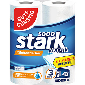Image GUT&GÜNSTIG Küchenrollen stark klassik 3-lagig, 2 Rollen