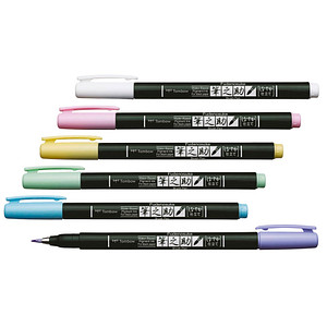 Image Tombow Kalligraphie-Stift Fudenosuke Pastel, 6er Kartonetui