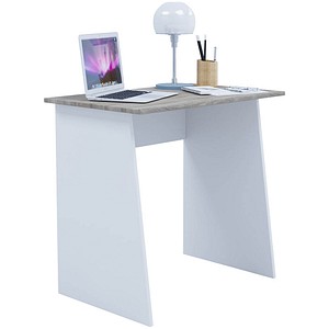 Image VCM my office Masola Mini Schreibtisch sonoma-eiche rechteckig Wangen-Gestell weiß 80,0 x 50,0 cm