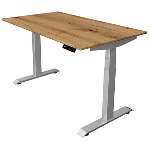 Image Kerkmann Move 4 elektrisch höhenverstellbarer Schreibtisch eiche rechteckig, T-Fuß-Gestell silber 140,0 x 80,0 cm