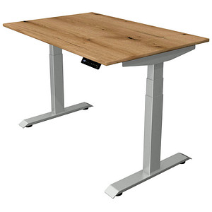 Image Kerkmann Move 4 elektrisch höhenverstellbarer Schreibtisch eiche rechteckig, T-Fuß-Gestell silber 120,0 x 80,0 cm