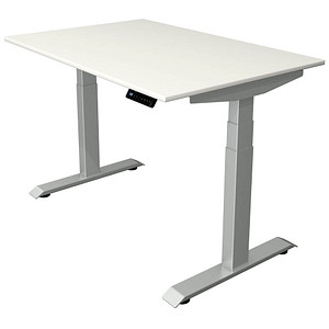 Image Kerkmann Move 4 elektrisch höhenverstellbarer Schreibtisch weiß rechteckig, T-Fuß-Gestell silber 120,0 x 80,0 cm