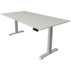 Image Kerkmann Move 4 elektrisch höhenverstellbarer Schreibtisch lichtgrau rechteckig, T-Fuß-Gestell silber 200,0 x 100,0 cm