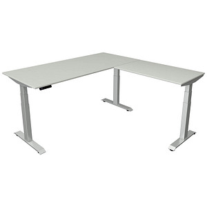 Image Kerkmann Move 4 elektrisch höhenverstellbarer Schreibtisch lichtgrau rechteckig, T-Fuß-Gestell silber 180,0 x 180,0 cm