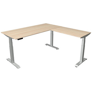 Image Kerkmann Move 4 elektrisch höhenverstellbarer Schreibtisch ahorn rechteckig, T-Fuß-Gestell silber 180,0 x 180,0 cm