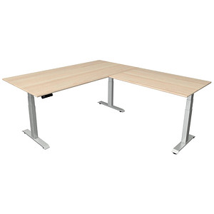 Image Kerkmann Move 4 elektrisch höhenverstellbarer Schreibtisch ahorn rechteckig, T-Fuß-Gestell silber 200,0 x 220,0 cm