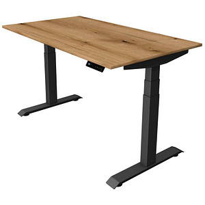 Image Kerkmann Move 4 elektrisch höhenverstellbarer Schreibtisch eiche rechteckig, T-Fuß-Gestell grau 140,0 x 80,0 cm