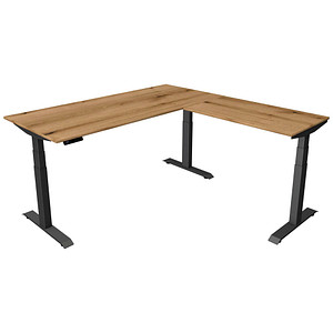 Image Kerkmann Move 4 elektrisch höhenverstellbarer Schreibtisch eiche rechteckig, T-Fuß-Gestell grau 180,0 x 180,0 cm